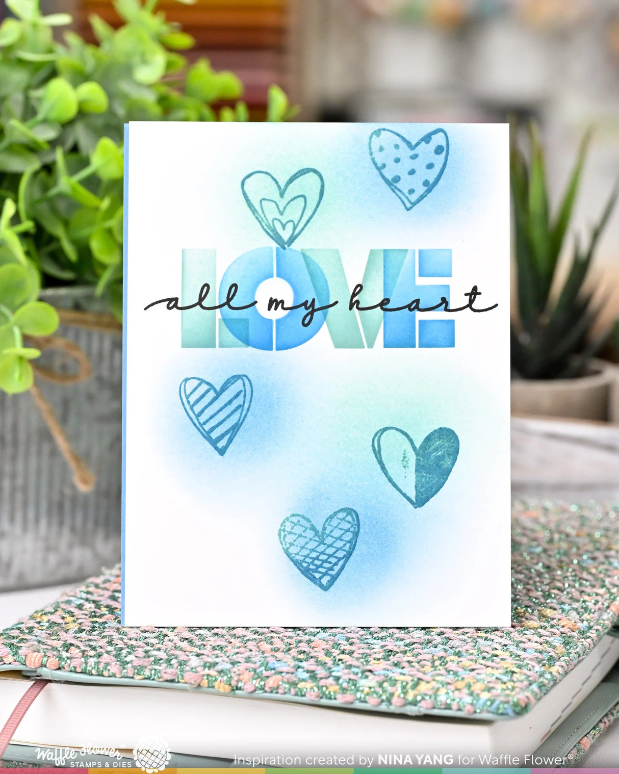 Waffle Flower Craft Inside Accents - Hearts Stamp Set