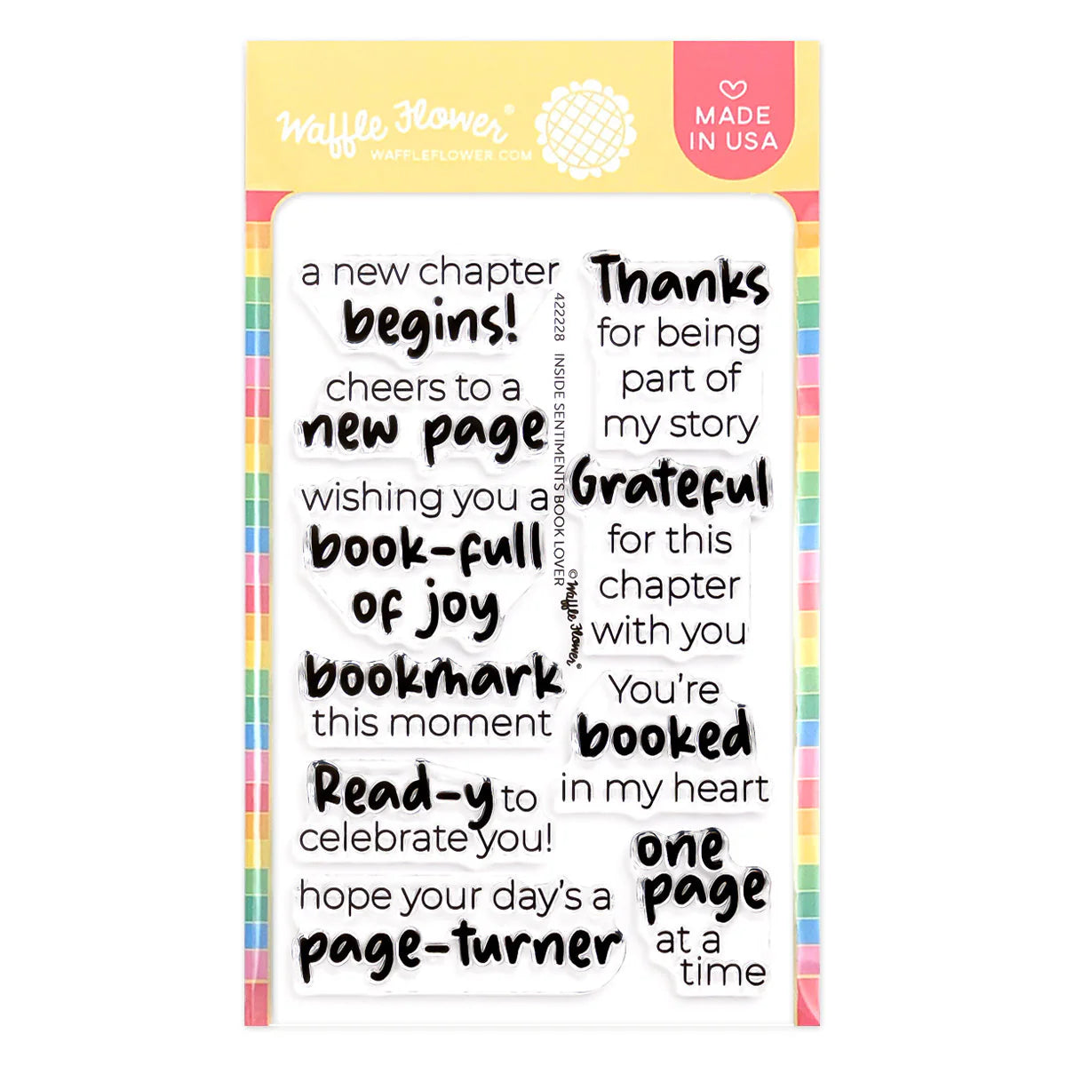 Waffle Flower Crafts Inside Sentiments Book Lover Stamp Set