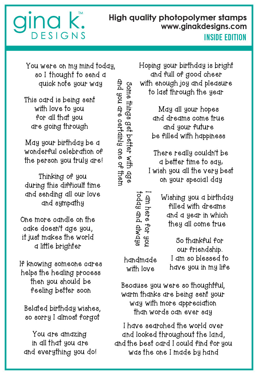 Gina K Design STAMPS- Inside Edition