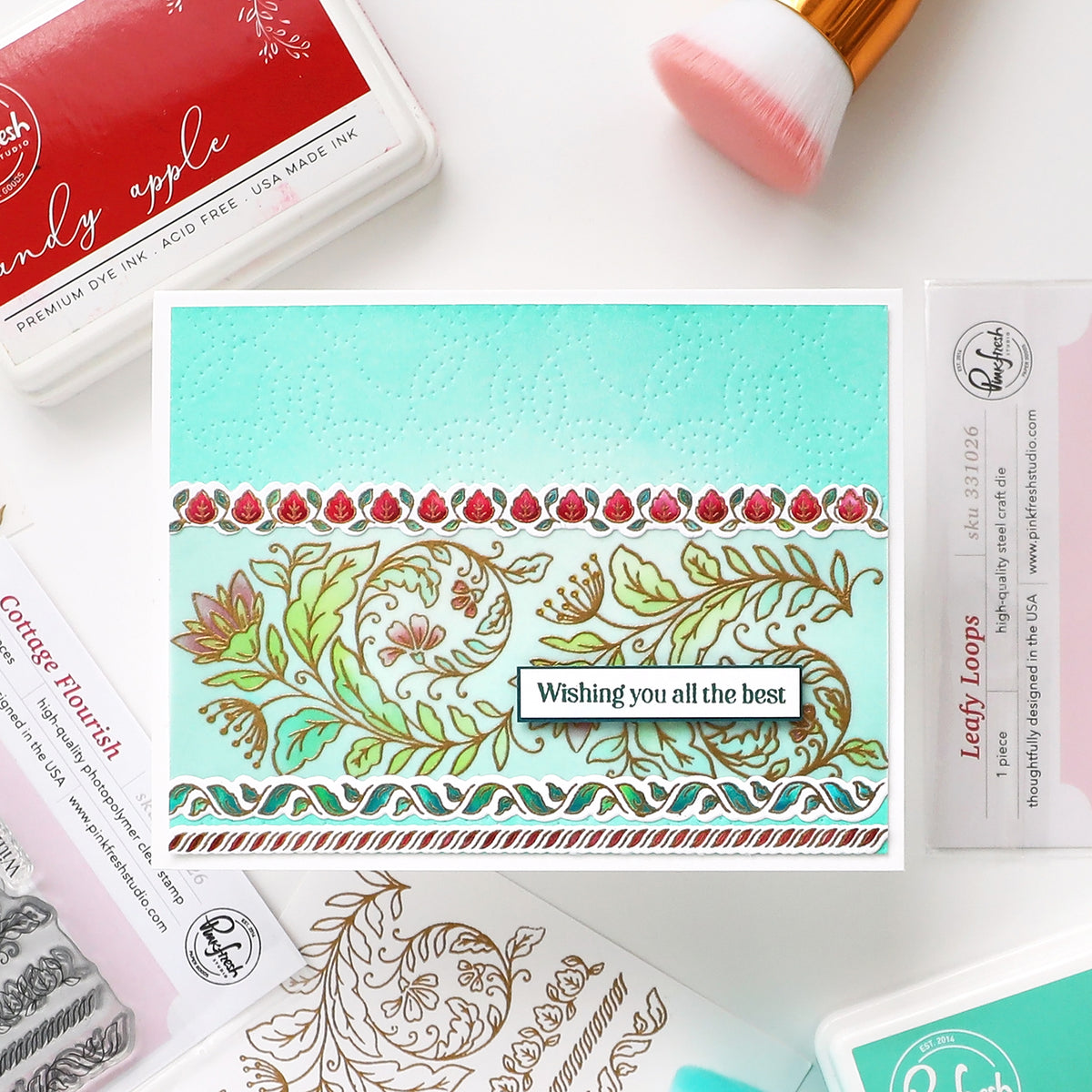 Pinkfresh Studio Cottage Flourish stencil Stamp and Die Bundle