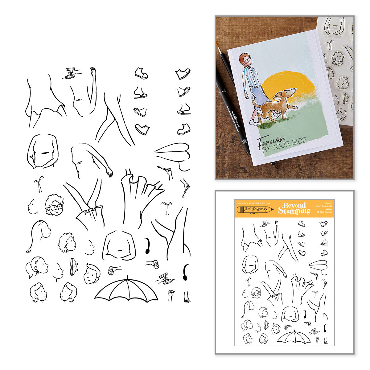 Spellbinders Beyond Stamping Can't Stand Still 1 - Ladies Clear Stamp Set by Josh Griffiths Studio - JGS0017