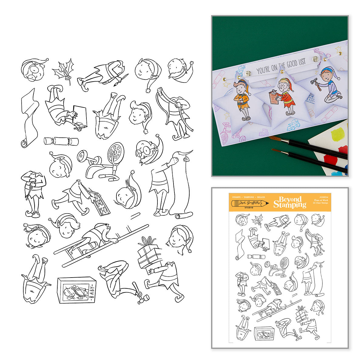 Spellbinders Elves at Work Clear Stamp Set by Josh Griffiths Studio