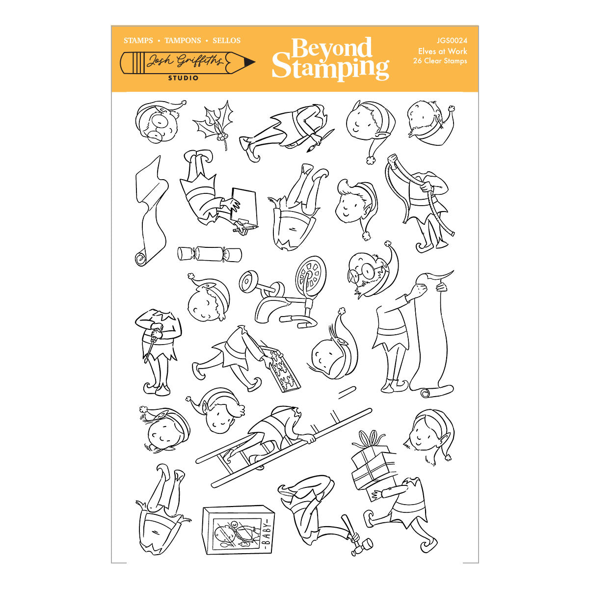 Spellbinders Elves at Work Clear Stamp Set by Josh Griffiths Studio