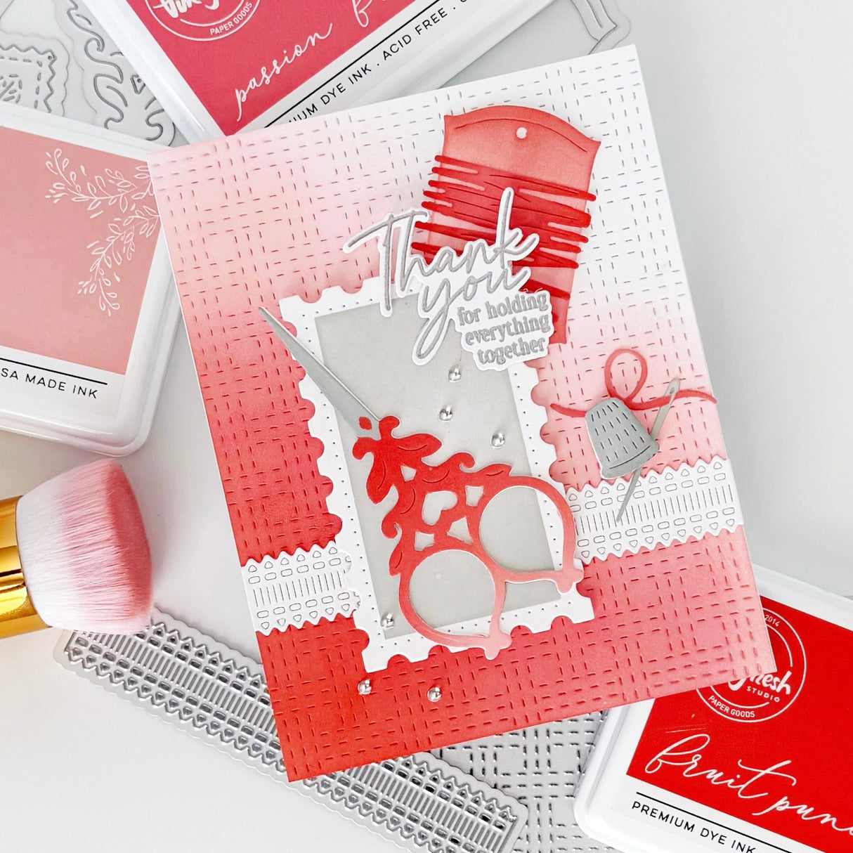 Pinkfresh Studio The Stitch Edit: Thread Spool Floral die / Stamp / stencil Bundle