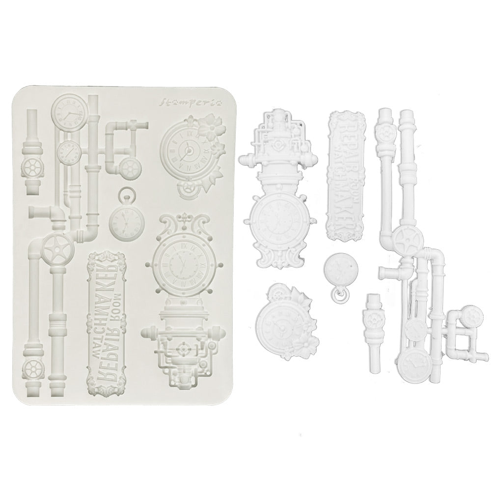 Stamperia Gardens of Time Silicone Mould Clocks & Tubes (KACMA608)