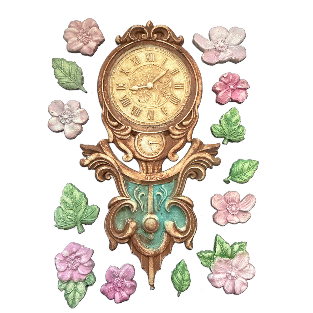 Stamperia Gardens of Time Silicone Mould Clock & Flowers (KACMA610)