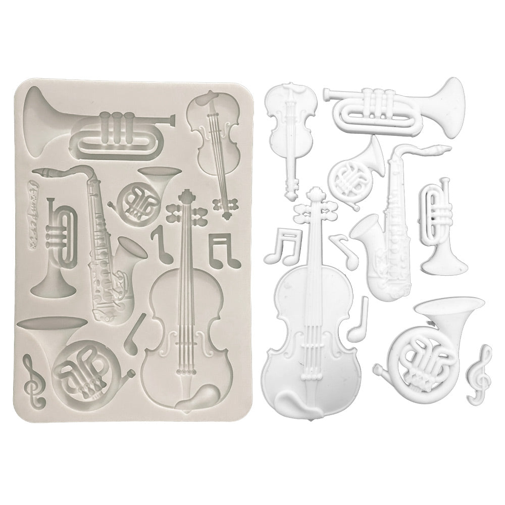 Stamperia Symphony A4 Silicon Mould Musical Instruments by Sara Alcobendas (KACMA615)