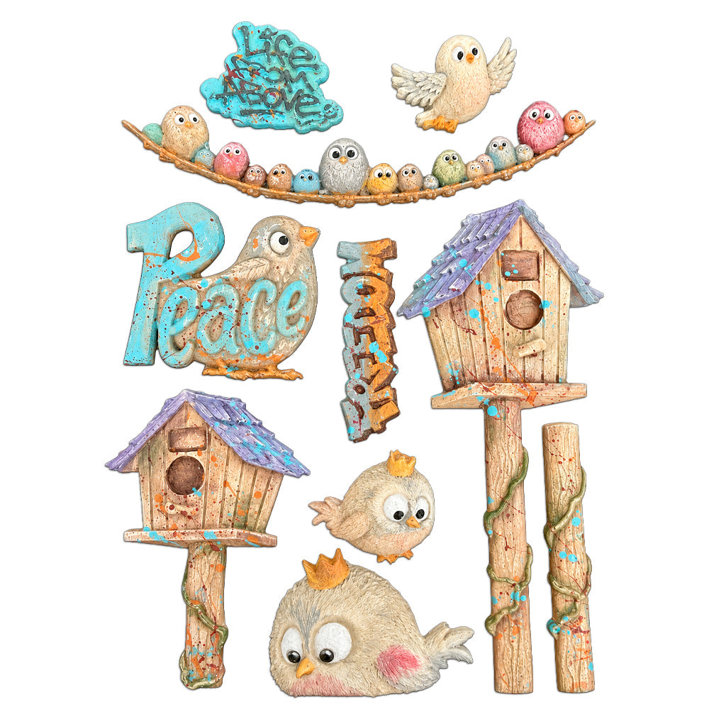 Stamperia Furry Friends 2 A5 Silicon Mould Birds by Antonis Tzanidakis - KACMA625