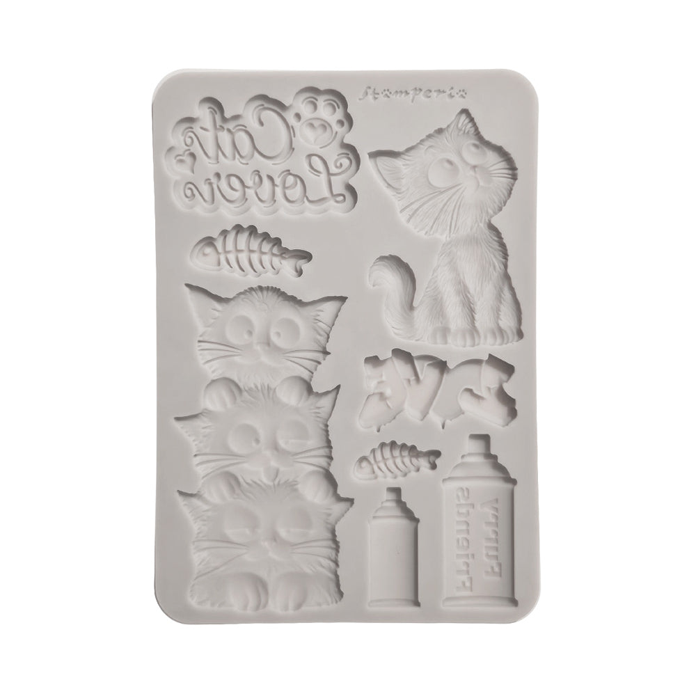 Stamperia Furry Friends 2 A5 Silicon Mould Cats by Antonis Tzanidakis - KACMA626