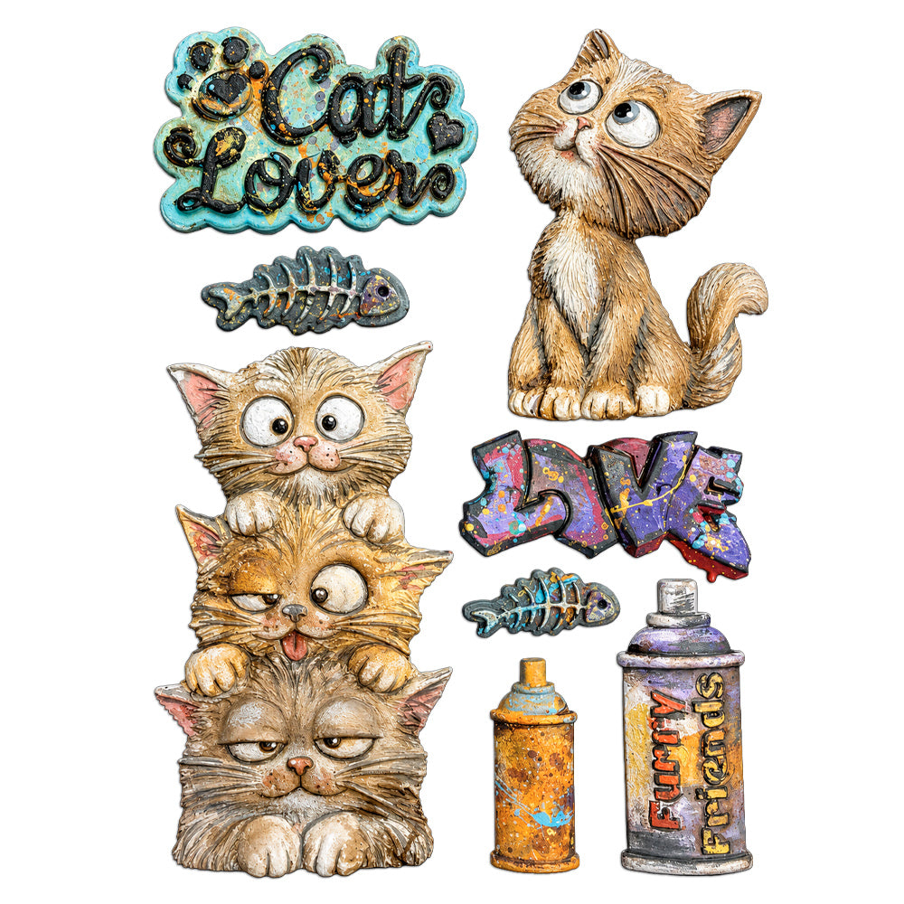 Stamperia Furry Friends 2 A5 Silicon Mould Cats by Antonis Tzanidakis - KACMA626