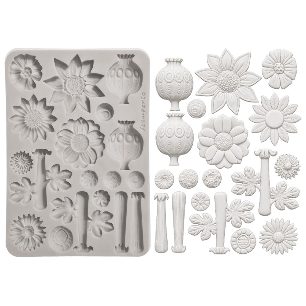 Stamperia Furry Friends 2 A5 Silicon Mould Flowers by Antonis Tzanidakis - KACMA628