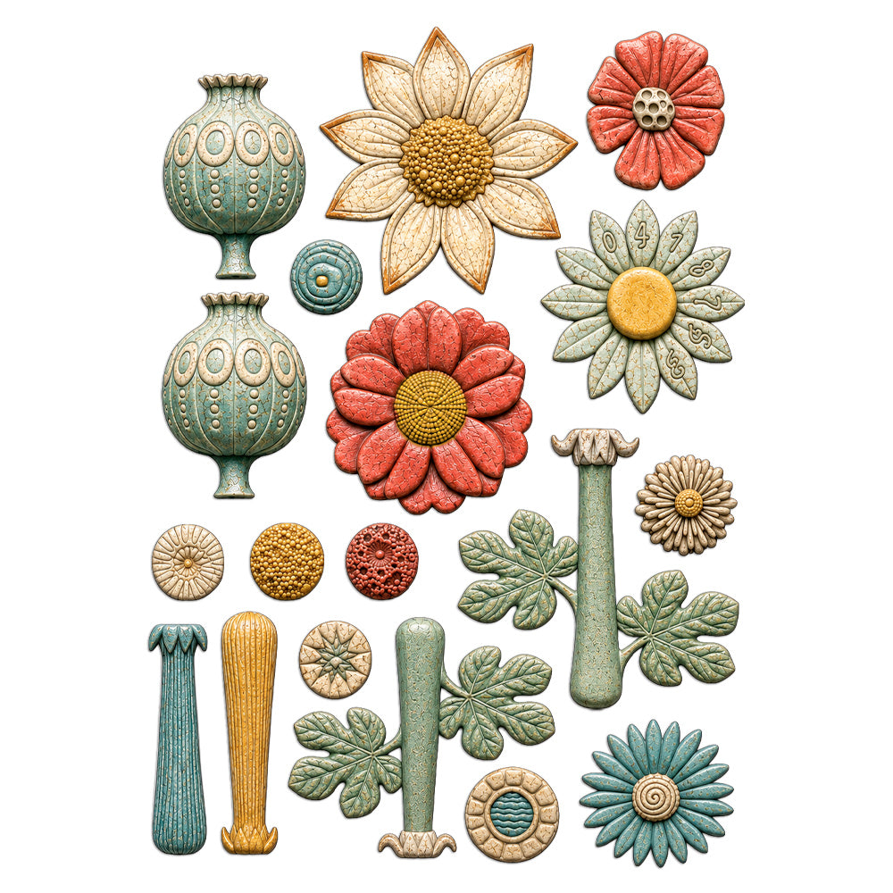 Stamperia Furry Friends 2 A5 Silicon Mould Flowers by Antonis Tzanidakis - KACMA628