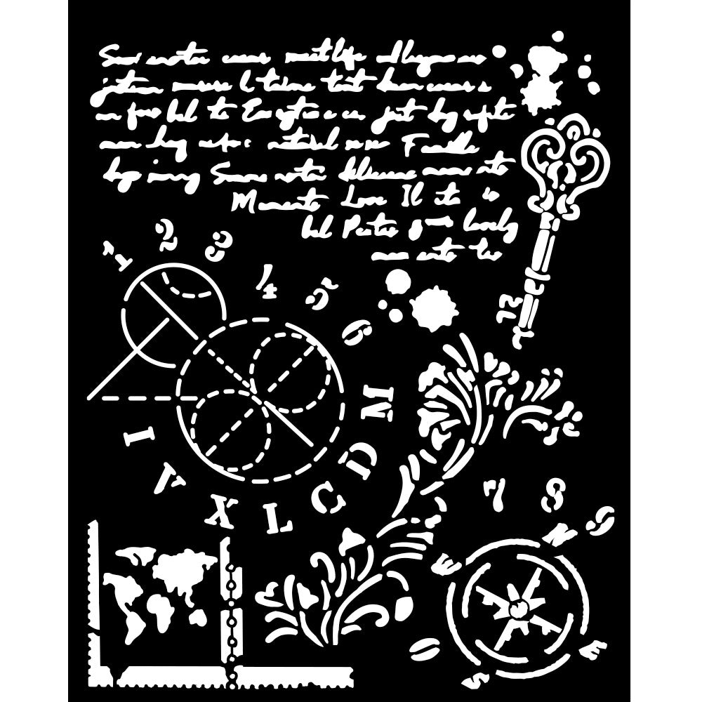 Stamperia Thick stencil cm 20X25 - Alterego key, numbers