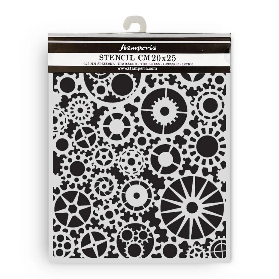 Stamperia Voyages Fantastiques Thick Stencil 20x25cm Gears Pattern (KSTD188)