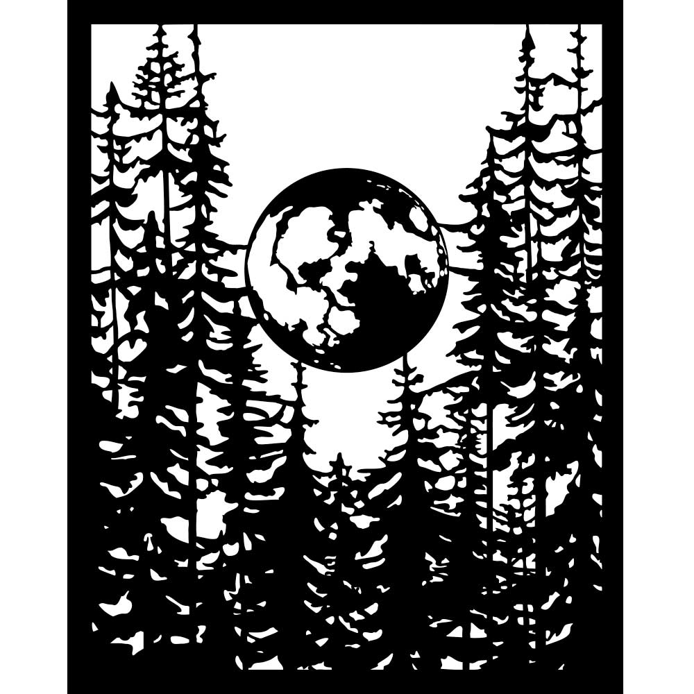 Stamperia Herbarium Silvae Thick Stencil 20×25cm Moon in the Forest (KSTD194)