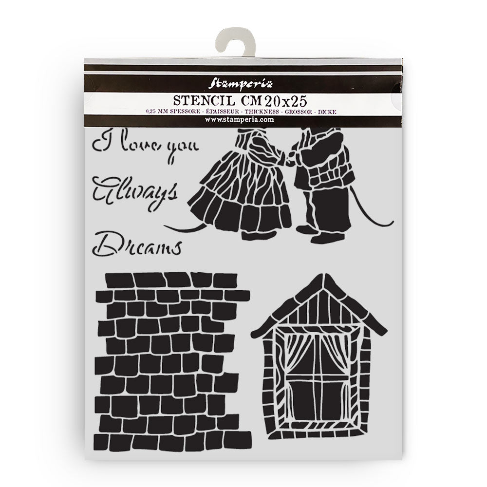 Stamperia Family Thick Stencil 20×25cm House and Mice (KSTD196)