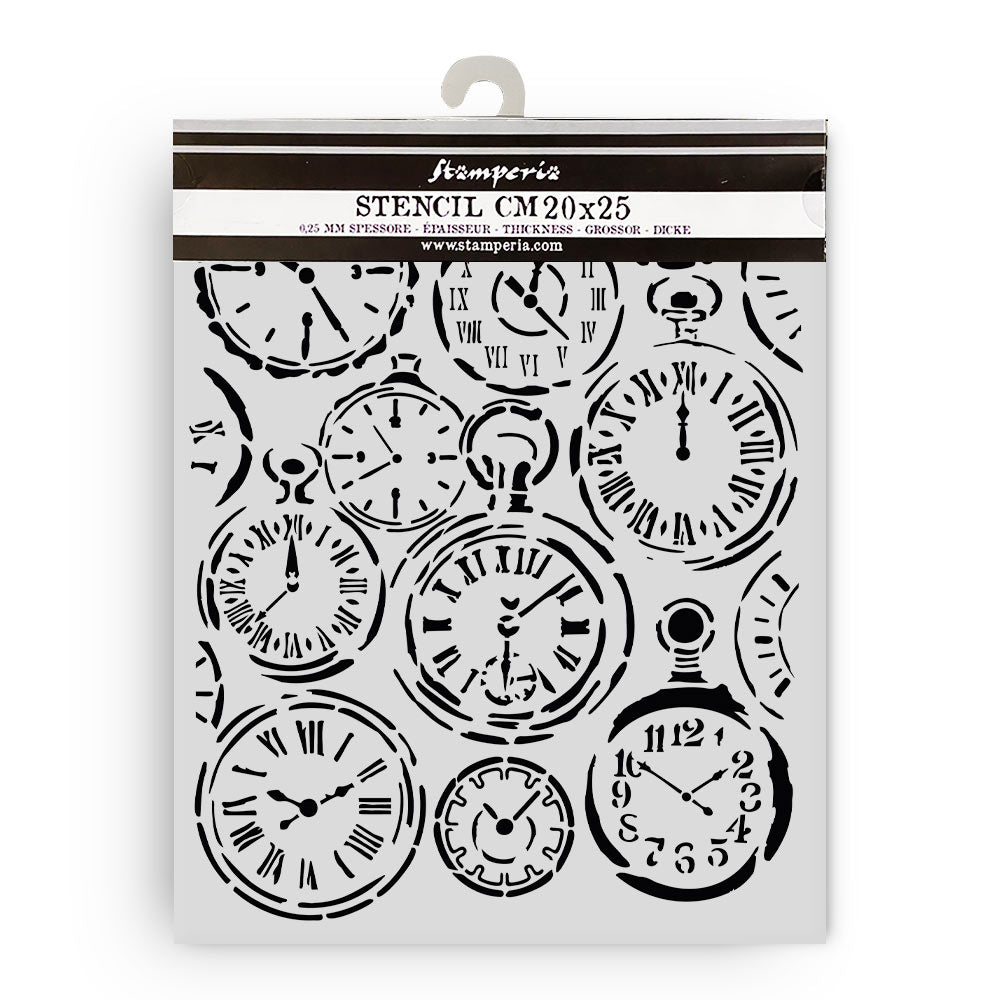 Stamperia Gardens of Time Thick Stencil Mixed Clocks (KSTD203)