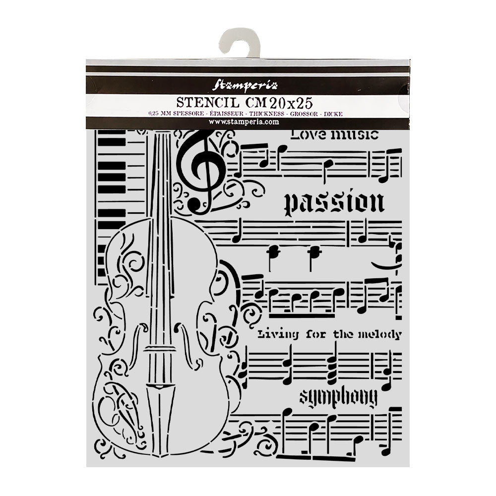 Stamperia Symphony Thick Stencils 20x25cm Violin by Sara Alcobendas (KSTD210)