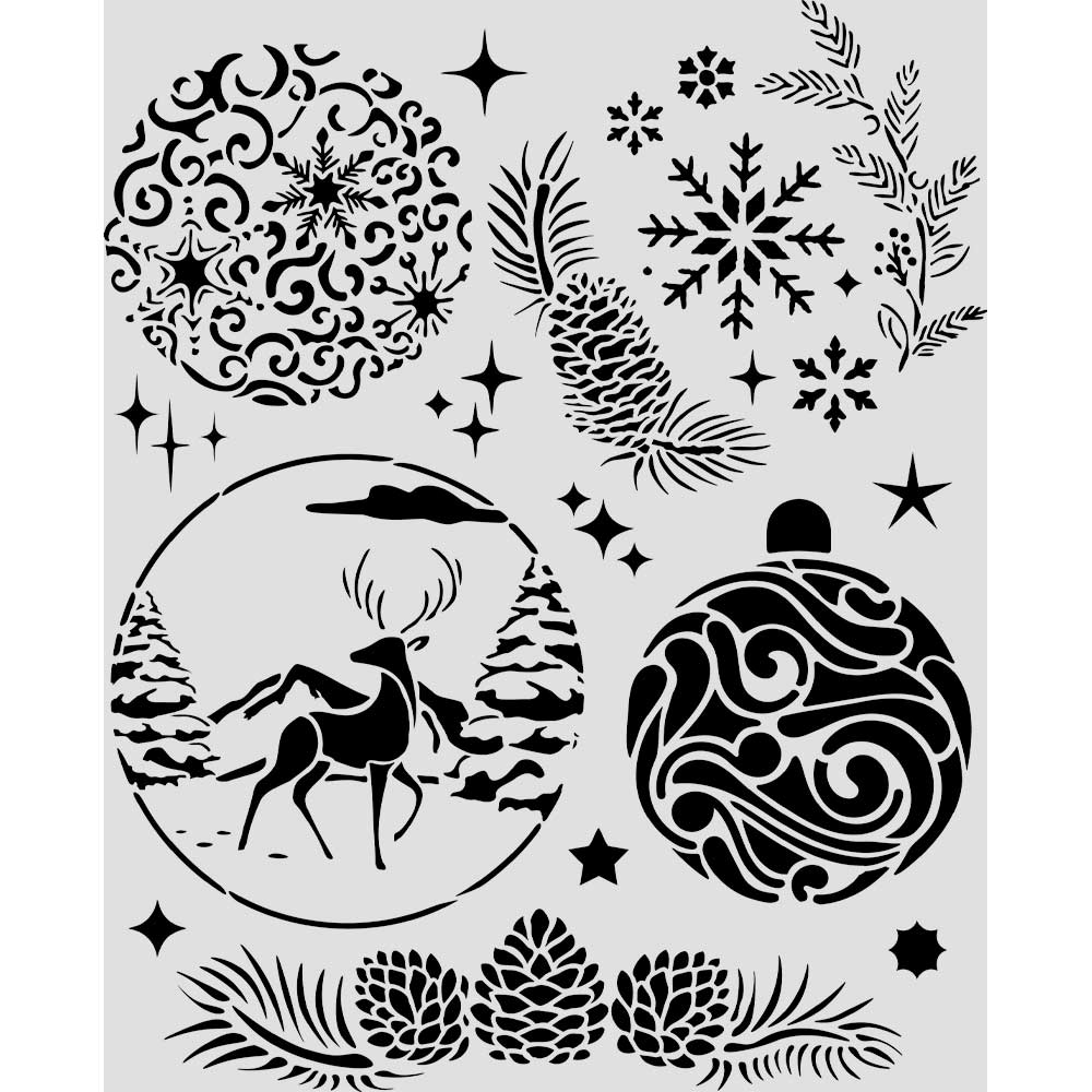Stamperia Thick Stencil 20 x 25cm Christmas Balls - KSTD215
