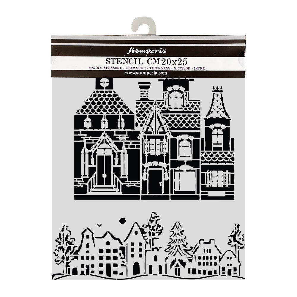 Stamperia Thick Stencil 20 x 25cm Christmas House - KSTD216