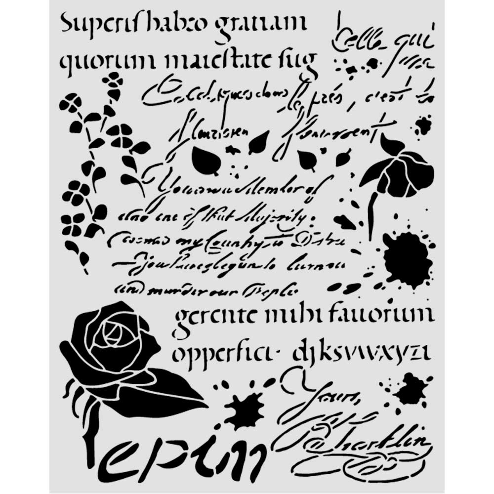 Stamperia Flowers and Poems Thick Stencils 20x25cm Latin Inspirations - KSTD221
