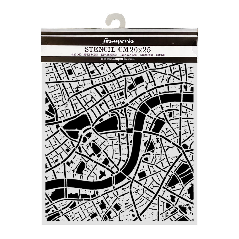 Stamperia Our Way Thick Stencils 20x25cm Street Map - KSTD225