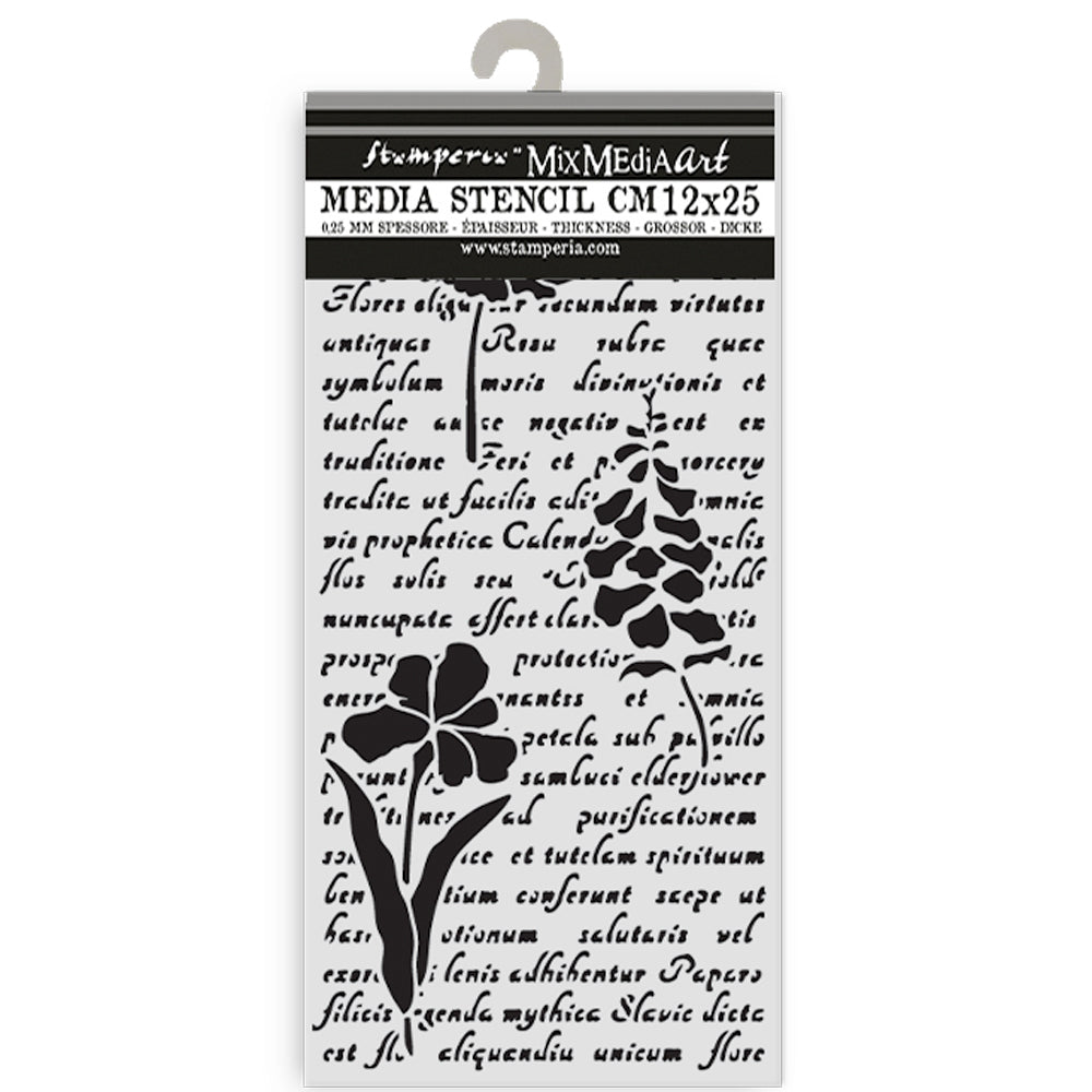 Stamperia Herbarium Silvae Thick Stencil 12×25cm Letter with Flowers (KSTDL138)