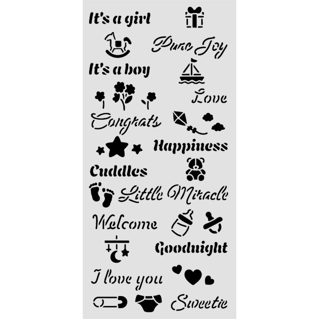 Stamperia Baby Thick Stencil 12×25cm Quotes (KSTDL144)