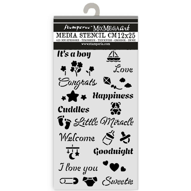Stamperia Baby Thick Stencil 12×25cm Quotes (KSTDL144)