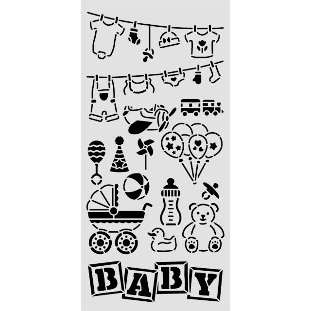 Stamperia Baby Thick Stencil 12×25cm Elements (KSTDL145)