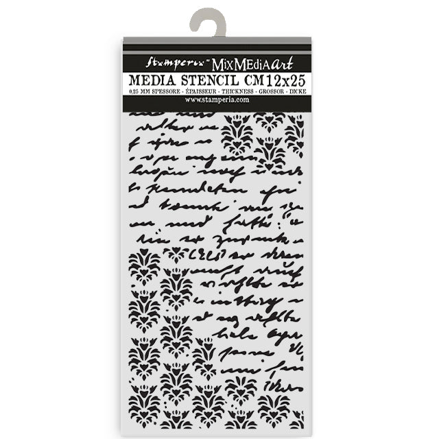 Stamperia Secret Diary Thick Stencil 12x25cm Seal and Writings (KSTDL148)