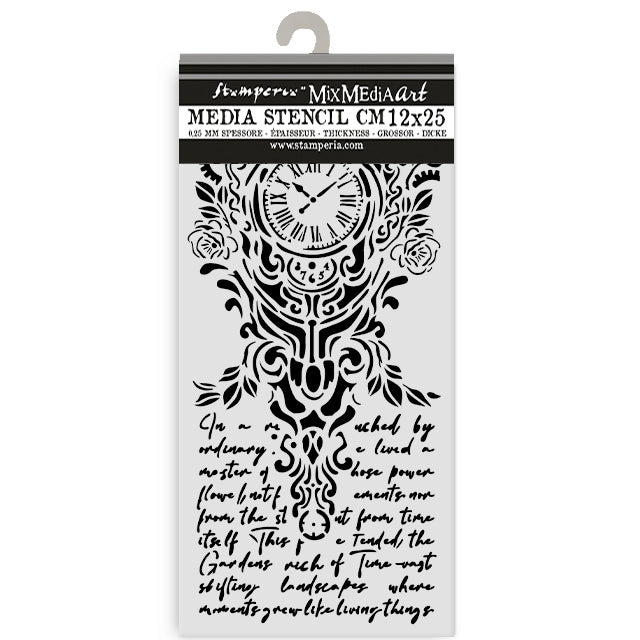 Stamperia Gardens of Time Thick Stencil Clock & Writing (KSTDL157)