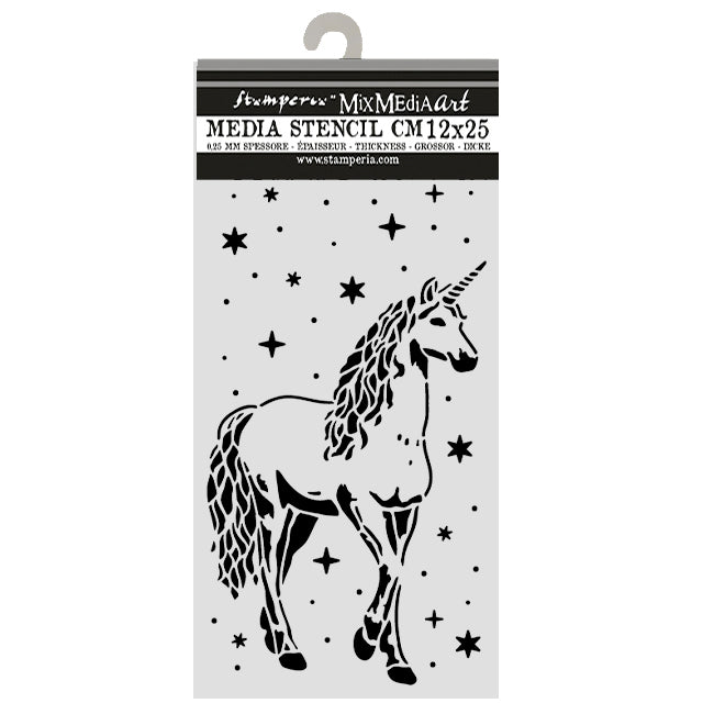 Stamperia Wonderland Thick Stencils 12x25cm Unicorn (KSTDL162)