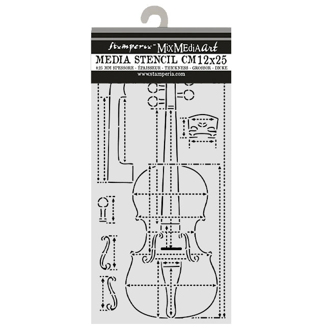 Stamperia Symphony Thick Stencils 12x25cm Violin Sections by Sara Alcobendas (KSTDL166)