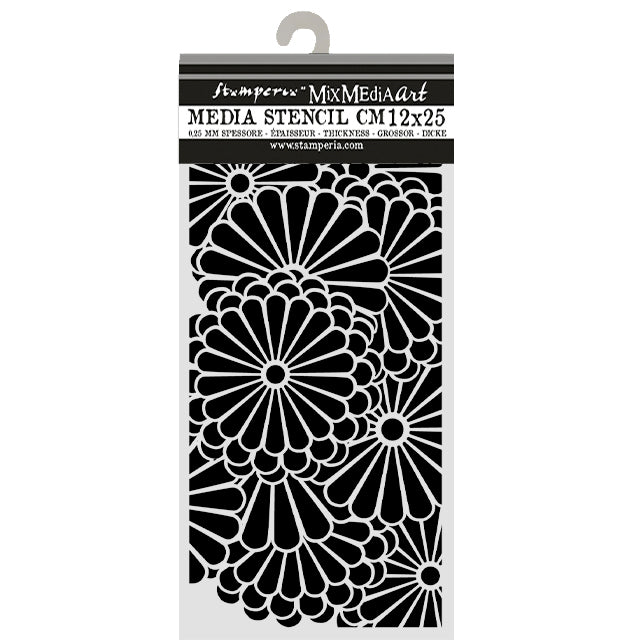 Stamperia Oriental Garden Thick Stencils 12x25cm Flowers Pattern (KSTDL168)