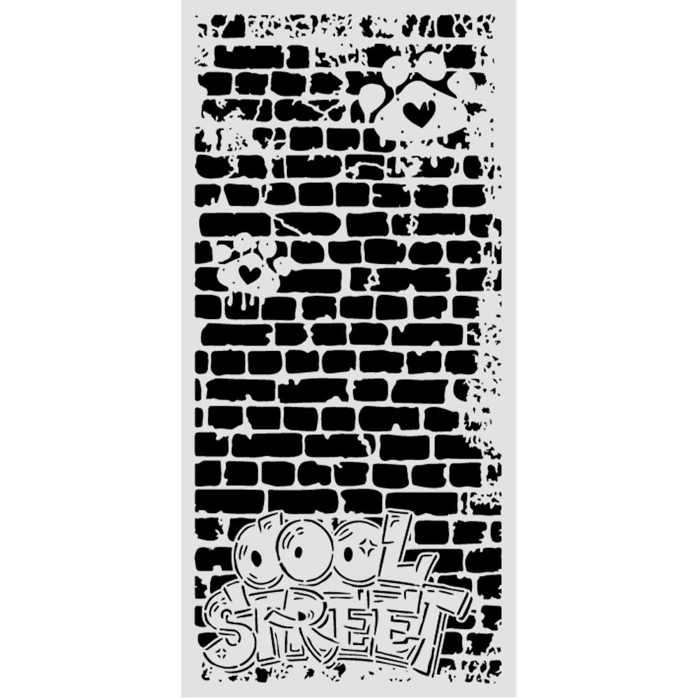 Stamperia Furry Friends 2 Thick Stencils 12x25cm Cool Street Bricks by Antonis Tzanidakis - KSTDL181