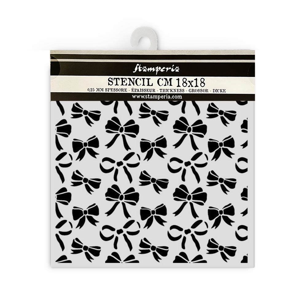 Stamperia Thick stencil cm 18X18 - Classic Christmas ribbons pattern KSTDQ113