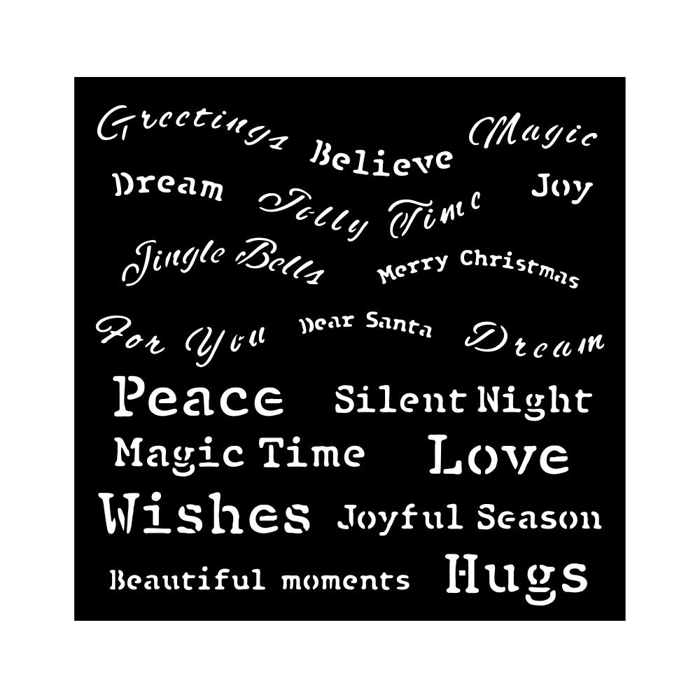 Stamperia Thick stencil cm 18X18 - Classic Christmas quotes KSTDQ115