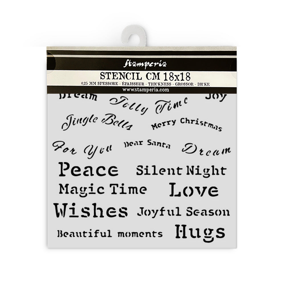 Stamperia Thick stencil cm 18X18 - Classic Christmas quotes KSTDQ115