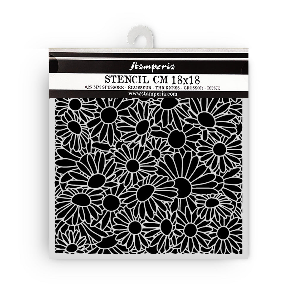 Stamperia Daisy Art Thick Stencil 18x18cm Daisies Pattern (KSTDQ130)