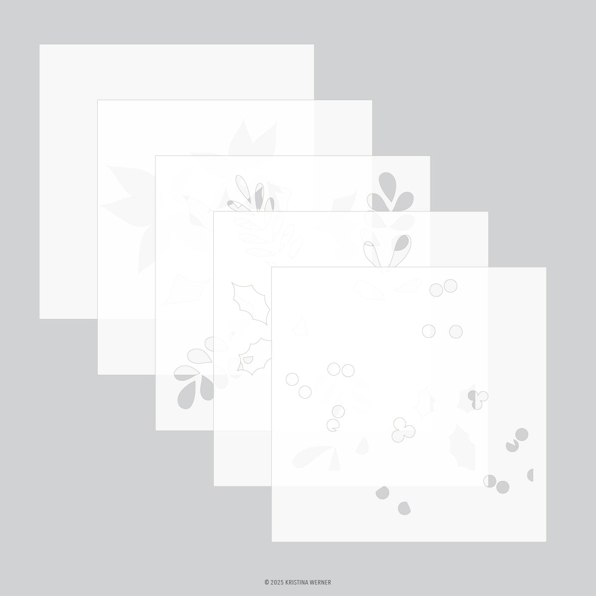 Concord & 9th Kristina Werner Winter Greenery Background Stencil Pack (5 qty; 6 x 6)