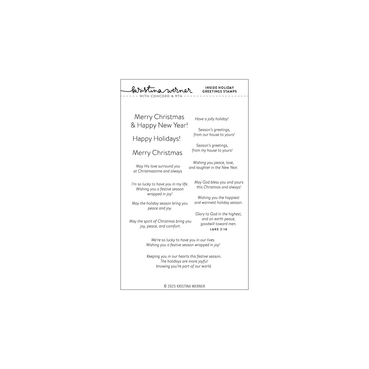 Concord & 9th Kristina Werner Inside Holiday Greetings Stamp Set (4 x 6)