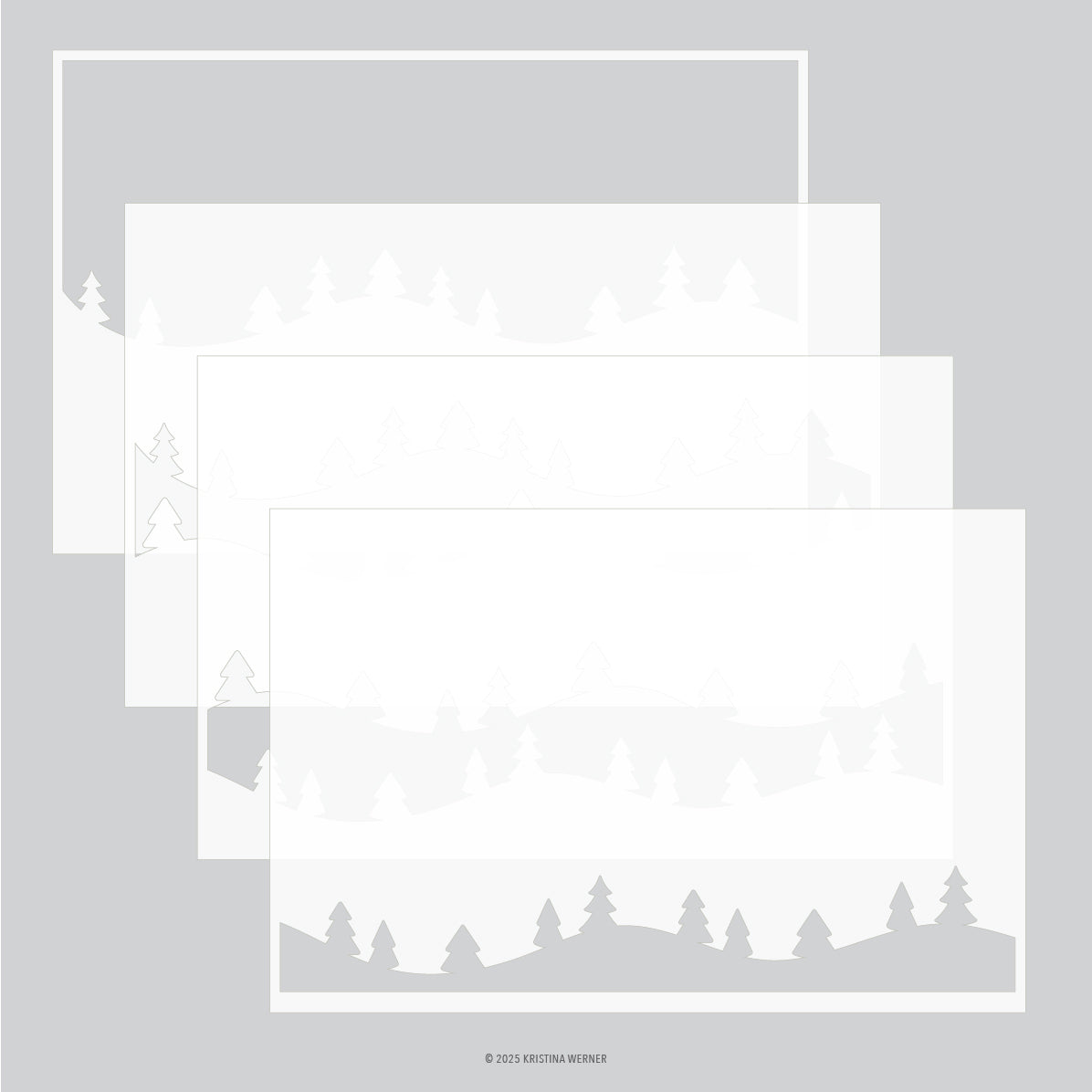 Concord & 9th Kristina Werner Trees and Forest Stencil Pack (4 qty; 6 x 9)