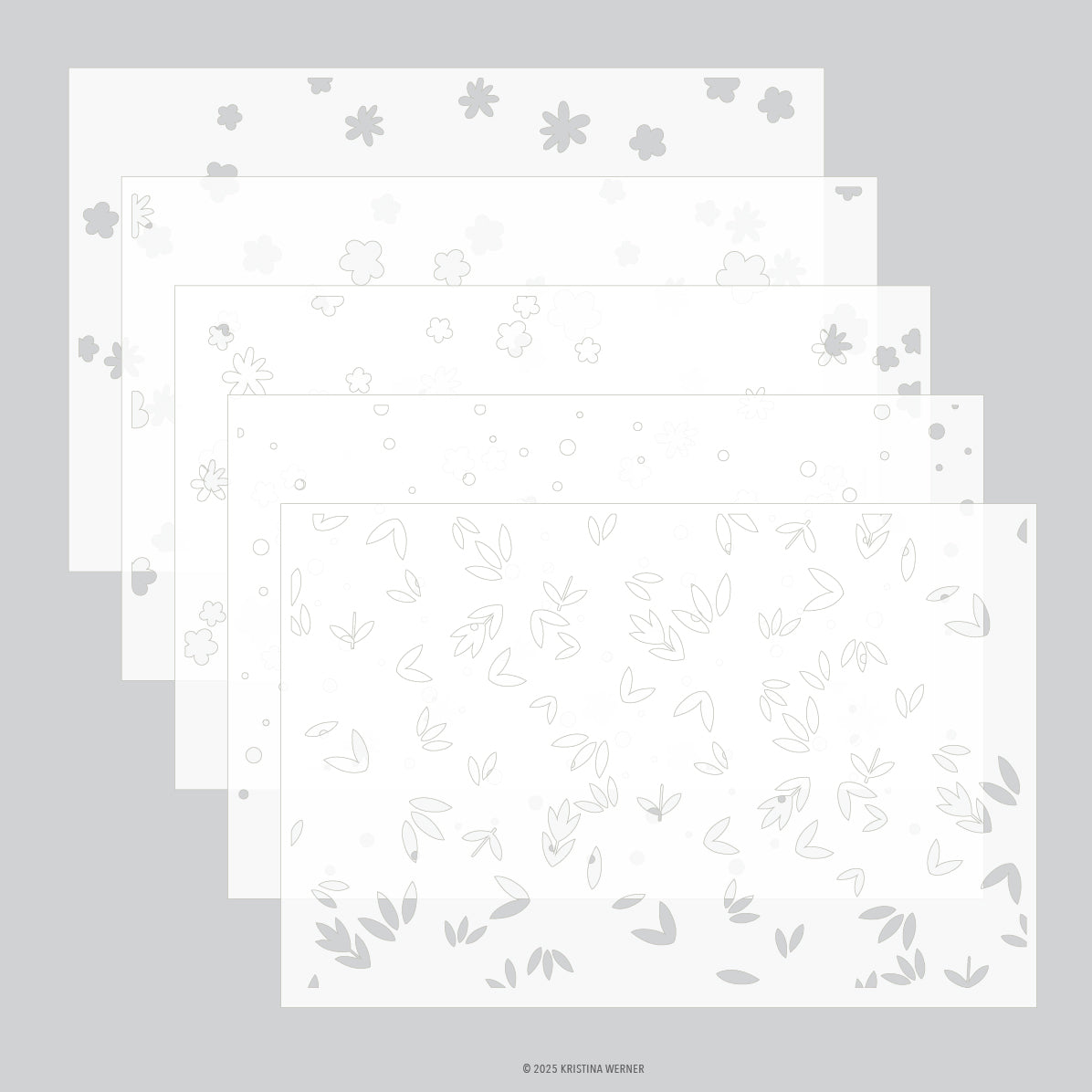 Concord & 9th KW Bitsy Blooms Stencil Pack (5 qty; 6 x 9)