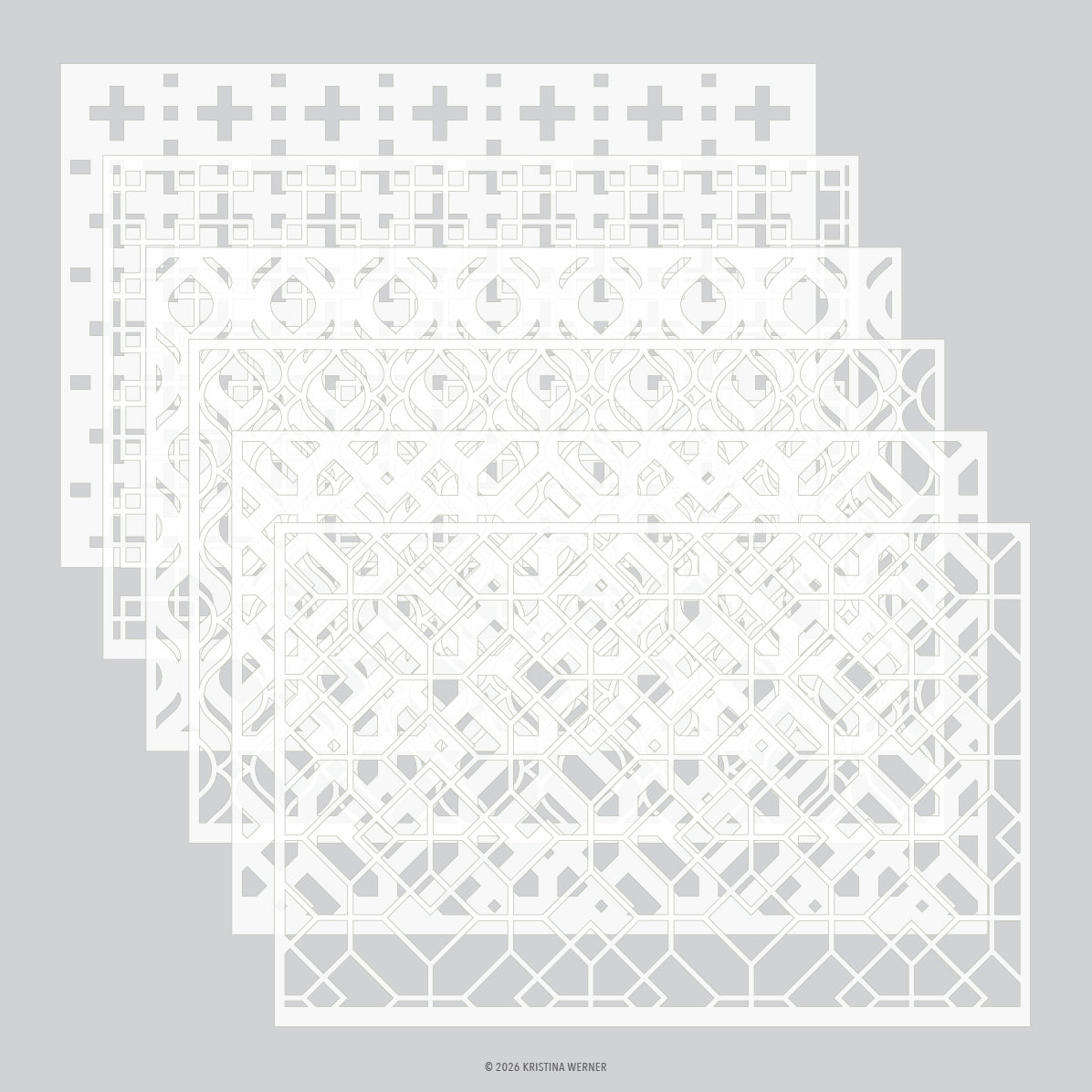 Concord & 9th KW Layered Lattice Stencil Pack (6 qty; 6 x 9)