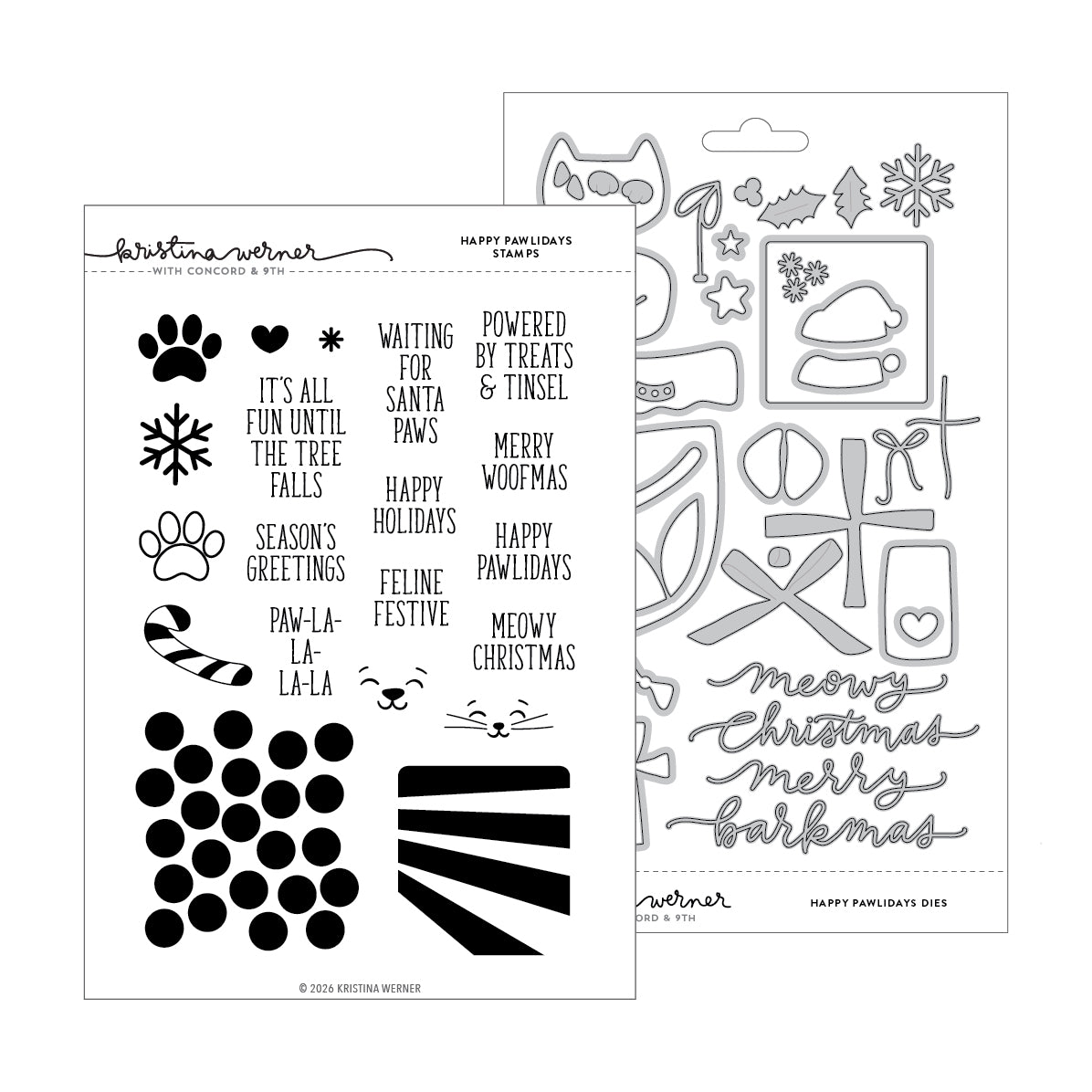 Concord & 9th KW Happy Pawlidays Stamp Set (6 x 8) & Die Bundle