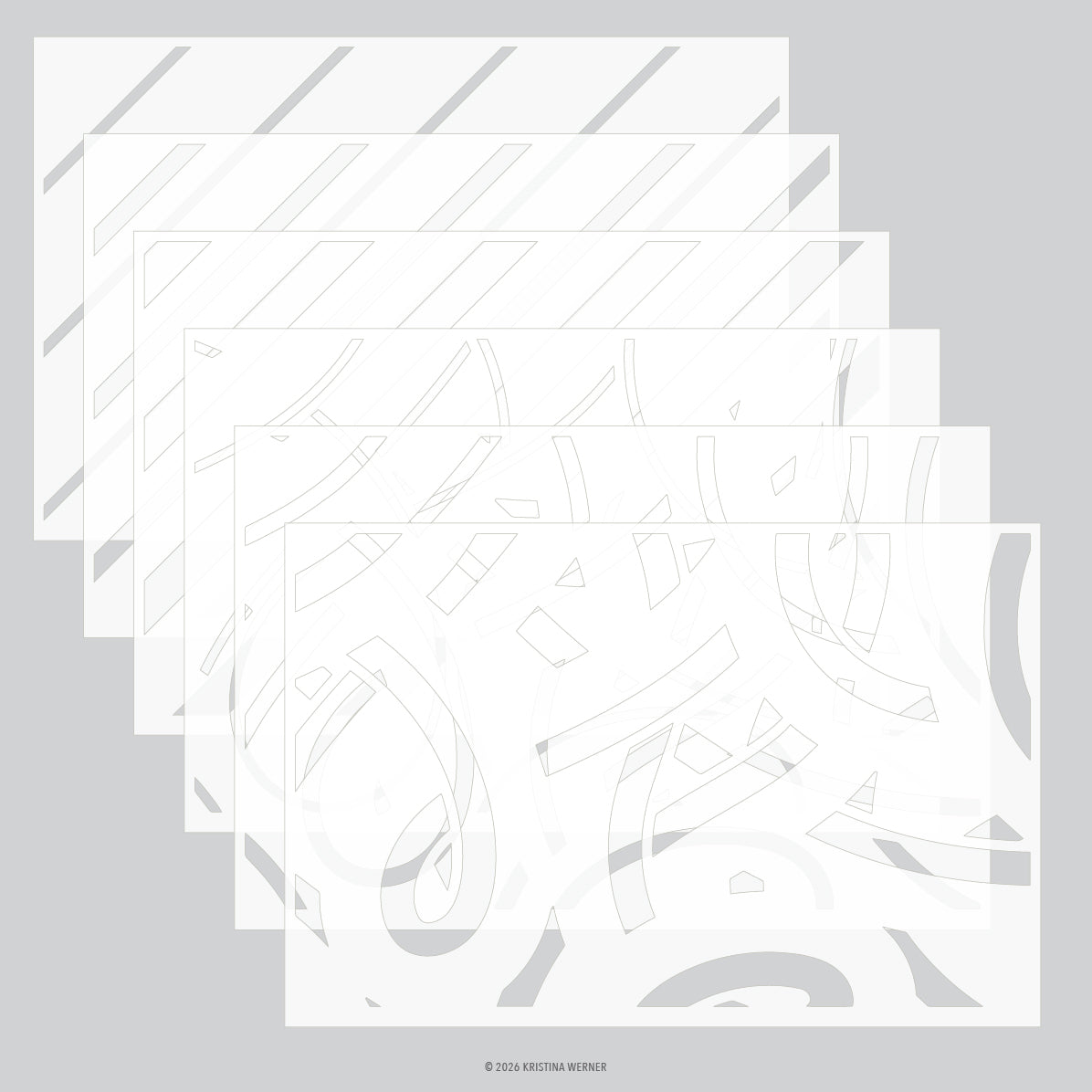 Concord & 9th KW Peppermint Stripes Stencil Pack (6 qty; 6 x 9)