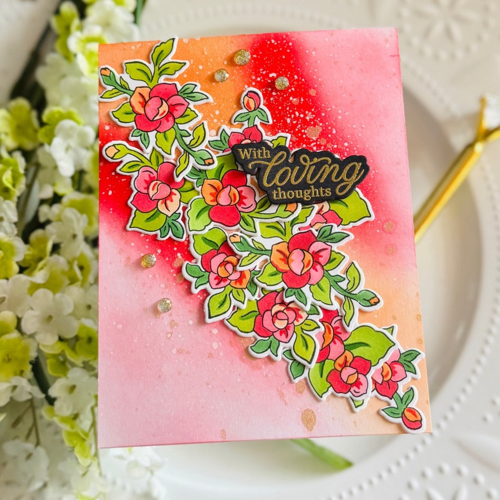 Pinkfresh Studio Petal Poise stamp/ Die/ Stencil Bundle