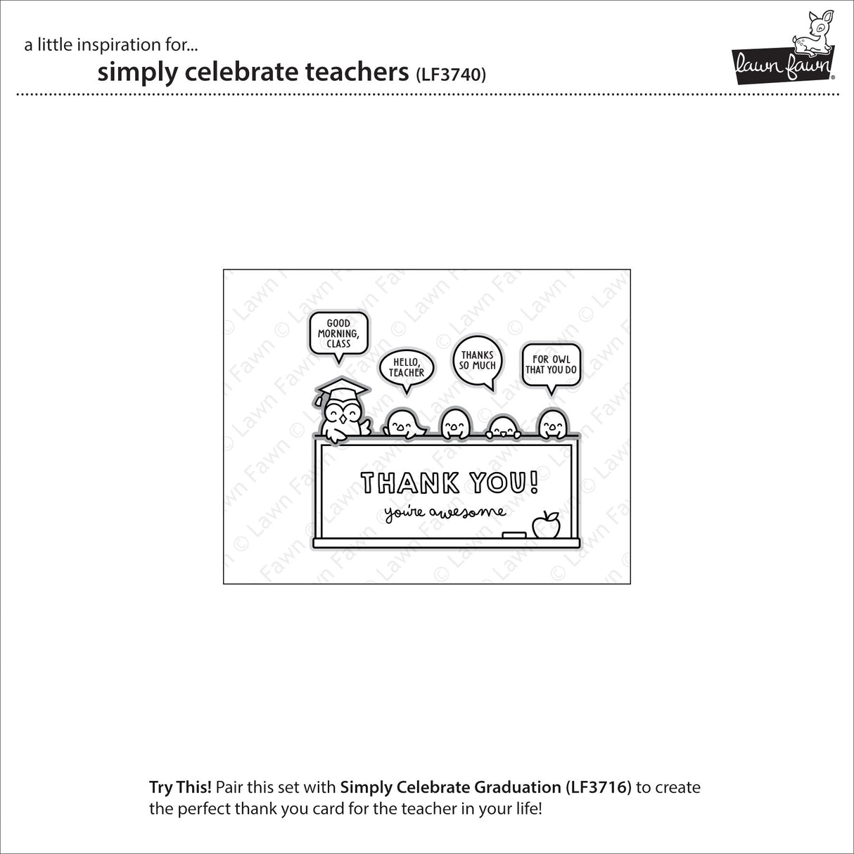 Lawn Fawn LF3740/LF3741 – Simply Celebrate Teachers Stamp & Die Bundle