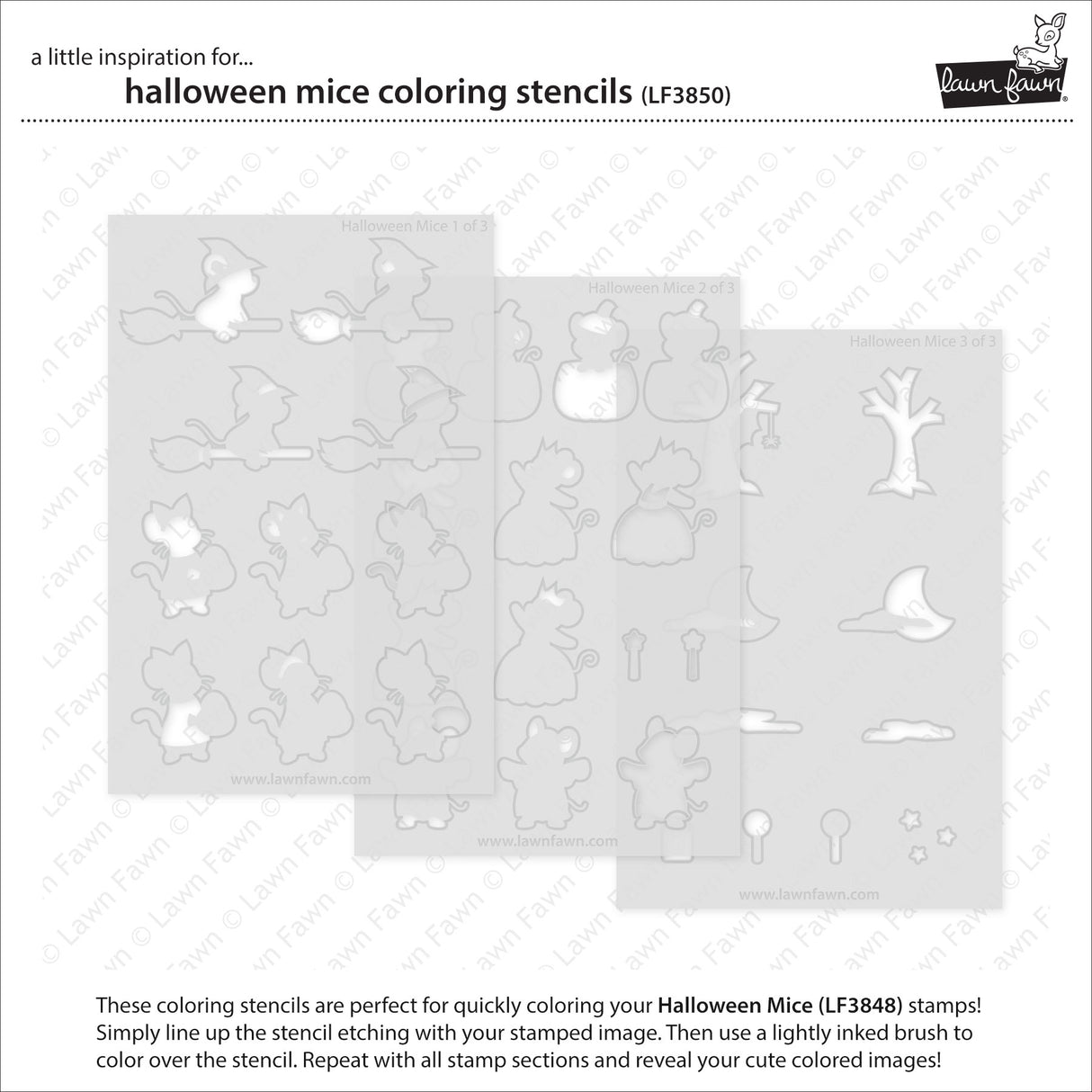 Lawn Fawn LF 3850 halloween mice coloring stencils